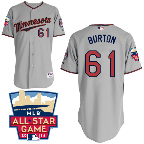 Jared Burton #61 Youth Baseball Jersey-Minnesota Twins Authentic 2014 ALL Star Road Gray Cool Base MLB Jersey
